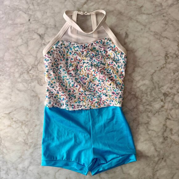 Weissman Dance Costume Small Child 6 6X Blue Purple Sequin Ballet Tap Jazz Dress - Picture 10 of 11